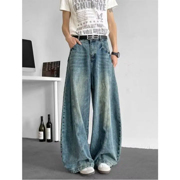 Riolio Men Baggy Jeans Wide Leg Unisex Streetwear Hip Hop Dance Pants Loose Fit Trousers Oversized Urban Jogger Street Dance Clothing